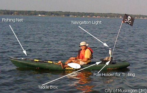 Eco friendly Muskegon fisherman jigging for Salmon